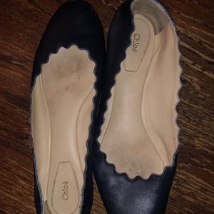 Chloe scallop “Lauren” navy flats size 7.5